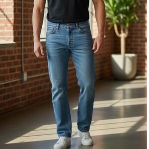 Levis 501 Original Fit Mens Jeans W38 L32 Blue Denim Button Fly Straight Leg